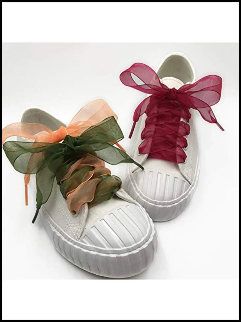 Satin Ribbon Shoelaces for Sneakers, Flat Lace Shoestrings 4cm Wide